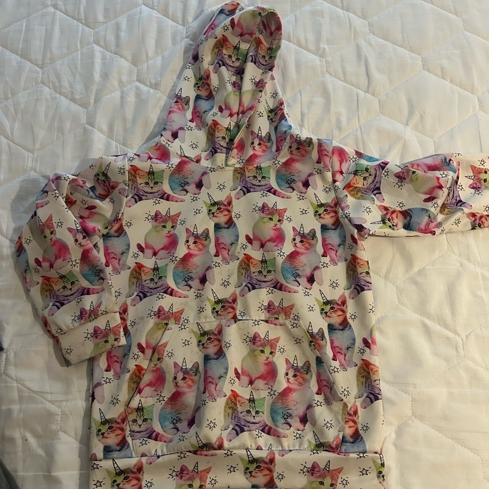 Colorful Cat Print Kids Hoodie